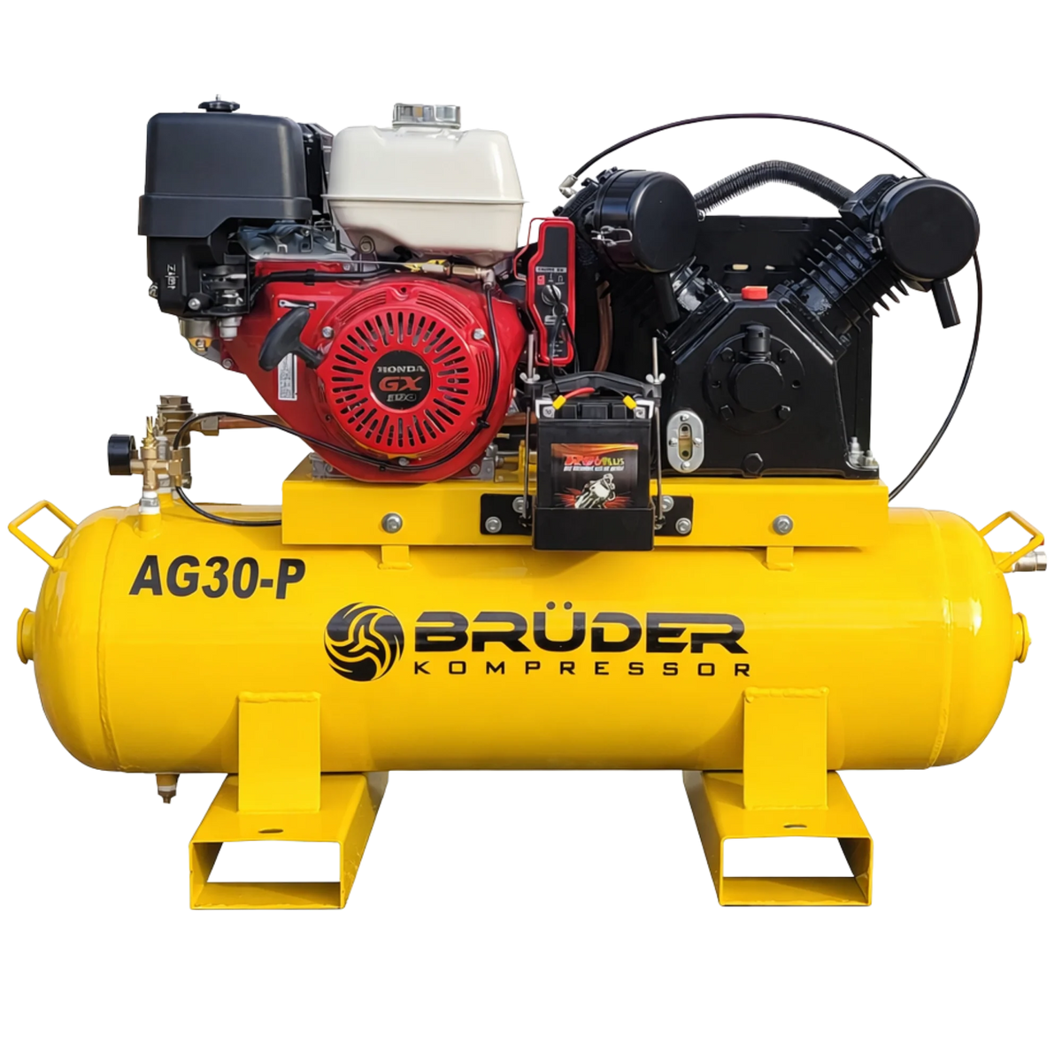 Brüder [AG30-P] 30cfm, 140PSI 9hp Honda Driven Piston on 100L tank with electric start