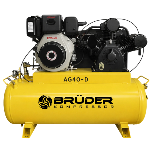 Brüder [AG40-D] 40cfm, 140PSI 10hp Yanmar Driven Piston on 180L (2 x 90L) tank with electric start