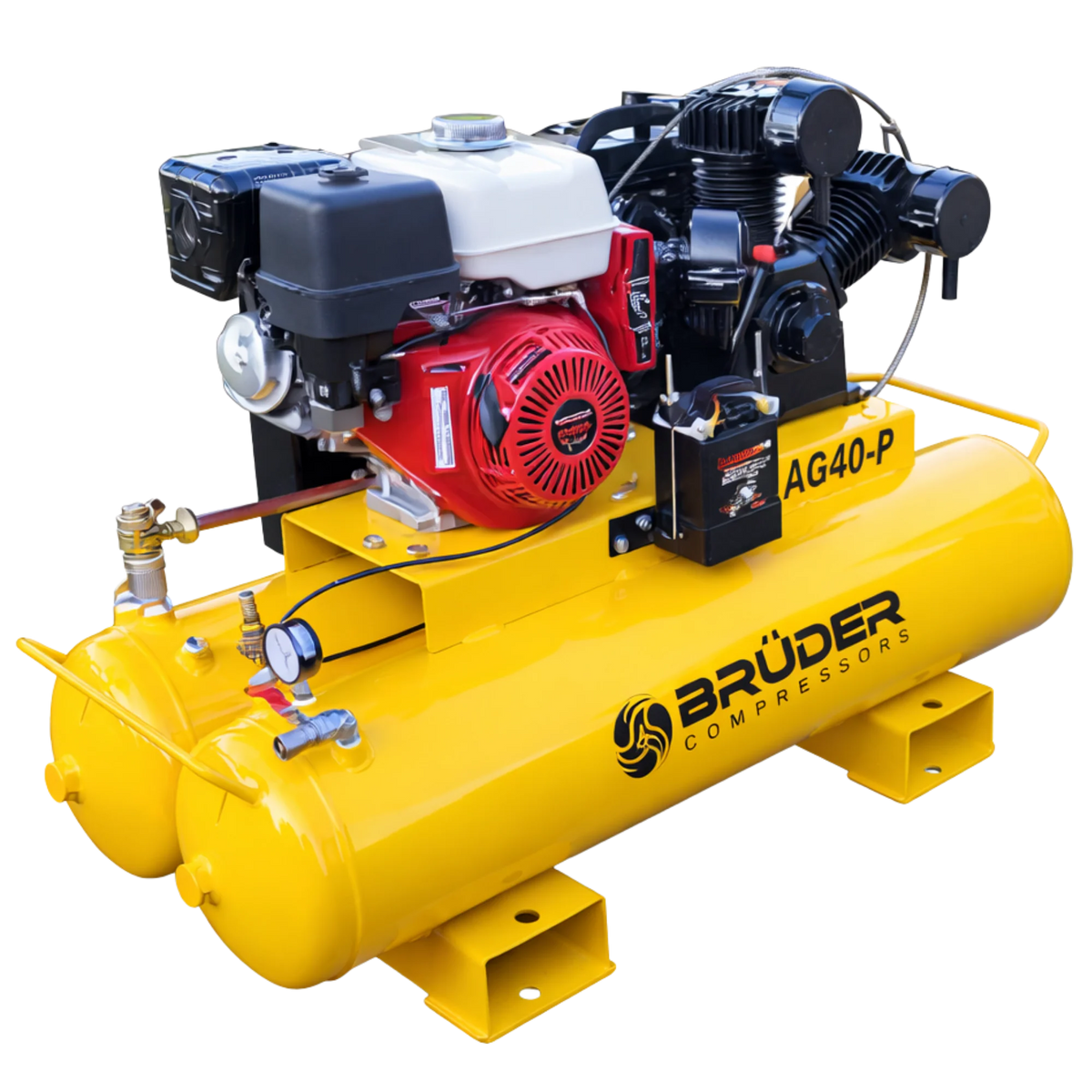 Brüder [AG40-P] 40cfm, 140PSI 13.5hp Honda Driven Piston on 180L tank with electric start