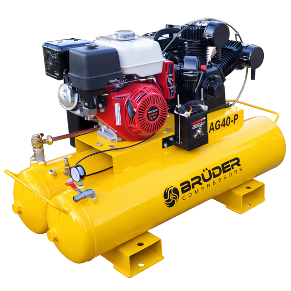 Brüder [AG40-P] 40cfm, 140PSI 13.5hp Honda Driven Piston on 180L tank with electric start
