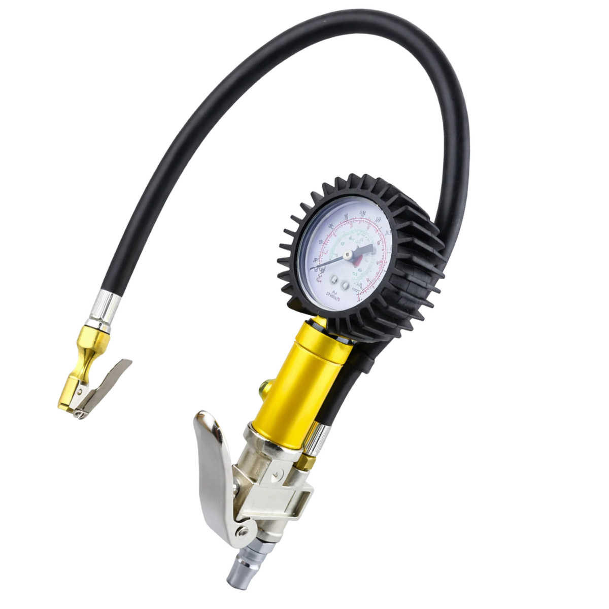 Brüder [O2.0135] 1/4" Dial Gauge Tyre Inflator with hose and clip on chuck