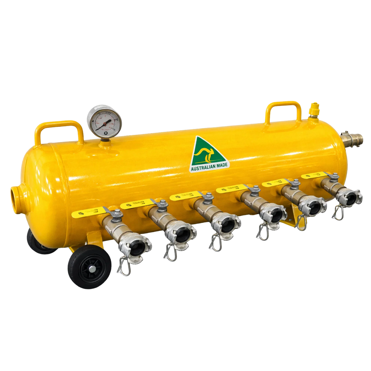 Brüder 100L Air Pig 6-port air distribution manifold with pressure gauge and Australian-made badge