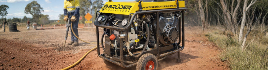 Brüder SP750 47cfm petrol air compressor — banner