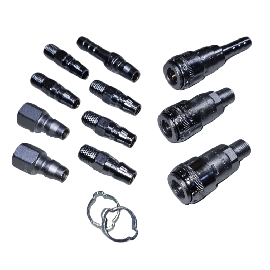 [NCSTARTA2] Standard Nitto starter pack with 5 x 20PM, 2 x 20PF, 2 x 200-20SM, 1 x 200-30SH, 1 x 30PH and Hose Clamps