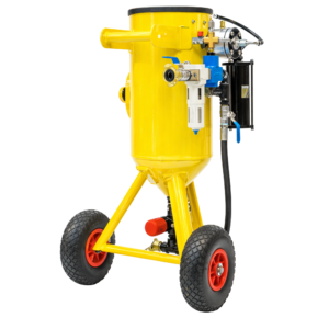 BP4k Classic 40L Blast Machine fitted with moisture/water separator, compact pnuematic remote control system and silencer and final abrasive control valve