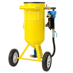 BP10K Classic 100L Blast Machine fitted with moisture/water separator, compact pnuematic remote control system and silencer and final abrasive control valve