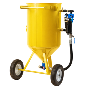 BP20K Classic 200L Blast Machine fitted with moisture/water separator, compact pnuematic remote control system and silencer and final abrasive control valve