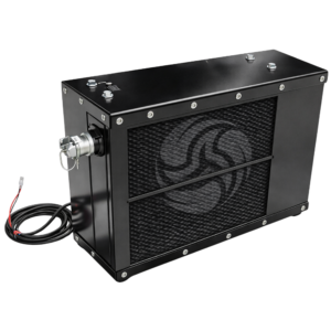 External 12v Aftercooler for up to 265CFM compressors, in frame with dual filters/water trap