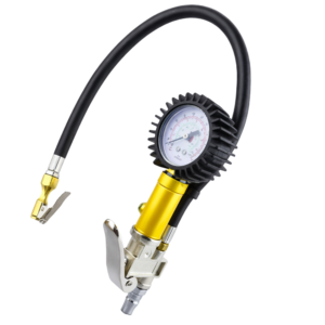 [O2.0135] 1/4" Dial Gauge Tyre Inflator with hose and clip on chuck